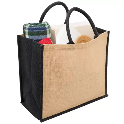 branded Eco Jute Tote with wide gusset, from our range of promotional Jute Shopping & Tote Bags
