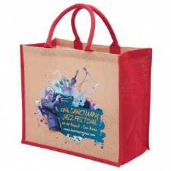 branded Eco Jute Tote with wide gusset, from our range of promotional Jute Shopping & Tote Bags