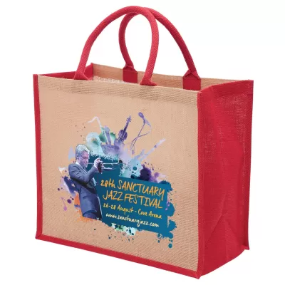 branded Eco Jute Tote with wide gusset, from our range of promotional Jute Shopping & Tote Bags