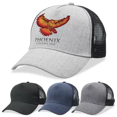 branded Heathered Mesh Trucker Cap, from our range of promotional Caps
