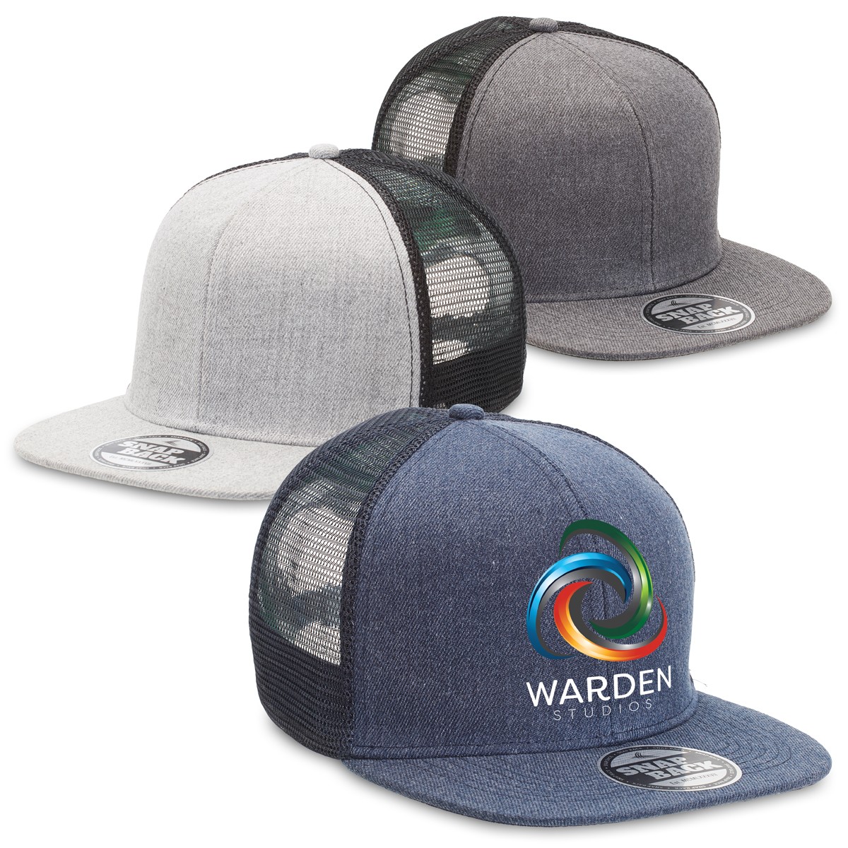 branded Heathered Flat Peak Trucker Cap, from our range of promotional Caps