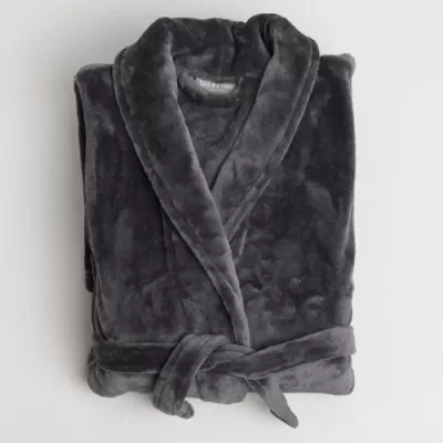 branded Charcoal 300gsm Deluxe Microfibre Robe, from our range of promotional Bath Robes