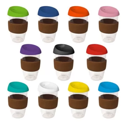 branded 535ml Plastic Karma Kup with Cork Band Silicon Lid, from our range of promotional Reusable Coffee Cups - Plastic & Ce...