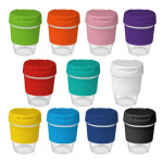 branded 235ml Glass Karma Kup with Plastic Flip Lid, from our range of promotional Reusable Coffee Cups - Glass
