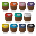 branded 235ml Glass Karma Kup Cork Band Plastic Flip Lid, from our range of promotional Reusable Coffee Cups - Glass