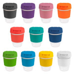branded 235ml Clear Plastic Karma Kup Plastic Flip Lid, from our range of promotional Reusable Coffee Cups - Plastic &amp; Ceramic