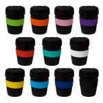 branded 235ml Black Stainless Steel Karma Kup Plastic Flip Lid, from our range of promotional Reusable Coffee Cups - Metal