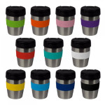 branded 235ml Stainless Steel Karma Kup Plastic Flip Lid, from our range of promotional Reusable Coffee Cups - Metal
