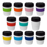 branded 235ml White Stainless Steel Karma Kup Plastic Flip Lid, from our range of promotional Reusable Coffee Cups - Metal