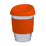 branded 340ml Glass Karma Kup Silicon Lid, from our range of promotional Reusable Coffee Cups - Glass