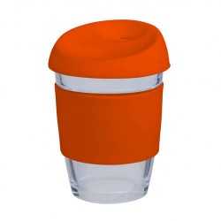 branded 340ml Glass Karma Kup Silicon Lid, from our range of promotional Reusable Coffee Cups - Glass