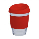 branded 340ml Glass Karma Kup Silicon Lid, from our range of promotional Reusable Coffee Cups - Glass