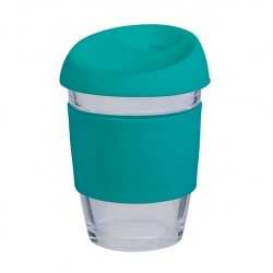 branded 340ml Glass Karma Kup Silicon Lid, from our range of promotional Reusable Coffee Cups - Glass