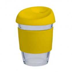 branded 340ml Glass Karma Kup Silicon Lid, from our range of promotional Reusable Coffee Cups - Glass
