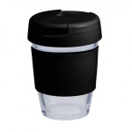 branded 340ml Glass Karma Kup Plastic Flip Lid, from our range of promotional Reusable Coffee Cups - Glass