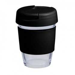 branded 340ml Glass Karma Kup Plastic Flip Lid, from our range of promotional Reusable Coffee Cups - Glass