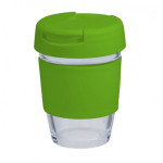 branded 340ml Glass Karma Kup Plastic Flip Lid, from our range of promotional Reusable Coffee Cups - Glass