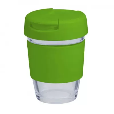 branded 340ml Glass Karma Kup Plastic Flip Lid, from our range of promotional Reusable Coffee Cups - Glass