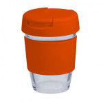 branded 340ml Glass Karma Kup Plastic Flip Lid, from our range of promotional Reusable Coffee Cups - Glass