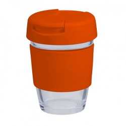 branded 340ml Glass Karma Kup Plastic Flip Lid, from our range of promotional Reusable Coffee Cups - Glass