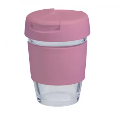 branded 340ml Glass Karma Kup Plastic Flip Lid, from our range of promotional Reusable Coffee Cups - Glass