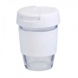 branded 340ml Glass Karma Kup Plastic Flip Lid, from our range of promotional Reusable Coffee Cups - Glass