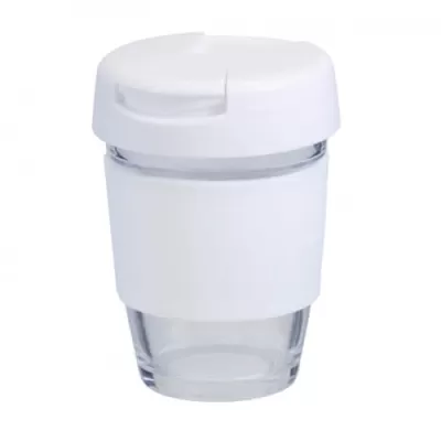 branded 340ml Glass Karma Kup Plastic Flip Lid, from our range of promotional Reusable Coffee Cups - Glass