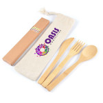 branded Miso Bamboo Cutlery Set &amp; Straws in Calico Pouch, from our range of promotional Homeware Products