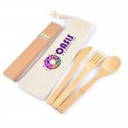 branded Miso Bamboo Cutlery Set & Straws in Calico Pouch, from our range of promotional Homeware Products