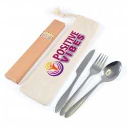 branded Banquet Cutlery Set & Straws In Calico Pouch, from our range of promotional Homeware Products