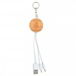 branded Rise Bamboo 3 in 1 Power Cable, from our range of promotional USB Hubs & Cables