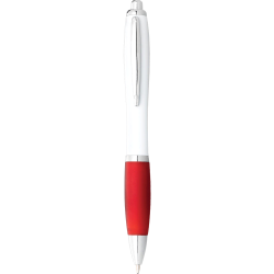 Plastic Promotional Pens - Nash Ballpoint Pen with White Barrel and Coloured Grip